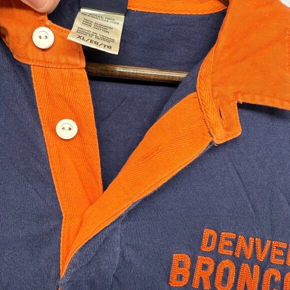 Vintage Denver Broncos Rugby Shirt men's XL Blue Embroidered Logo Collared y2k - Picture 5 of 9